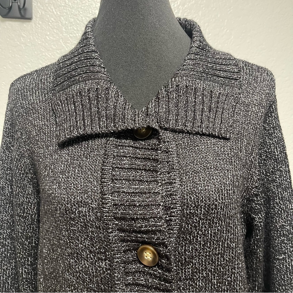 Karen Scott Grandma Core Button Down Marled Collar Cardigan Size Medium - Picture 2 of 7